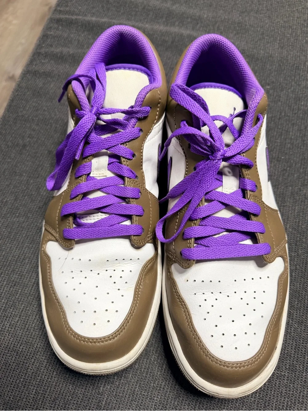Jordan Low-Top Sneakers in Purple, White & Brown